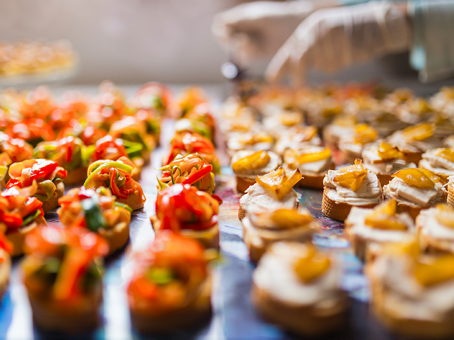 Close up of a plate of canapes