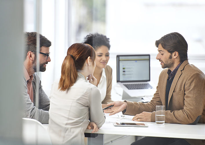 Business meeting in bright office