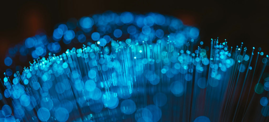 Blue ends of fibre optic cables