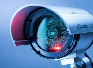 Close up photo of a security camera